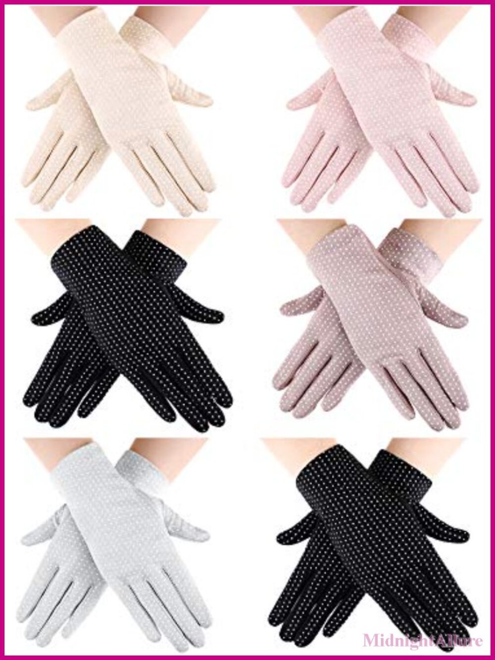 Womens UV Protection Gloves Touchscreen Non-Slip Cotton Polyester Driving